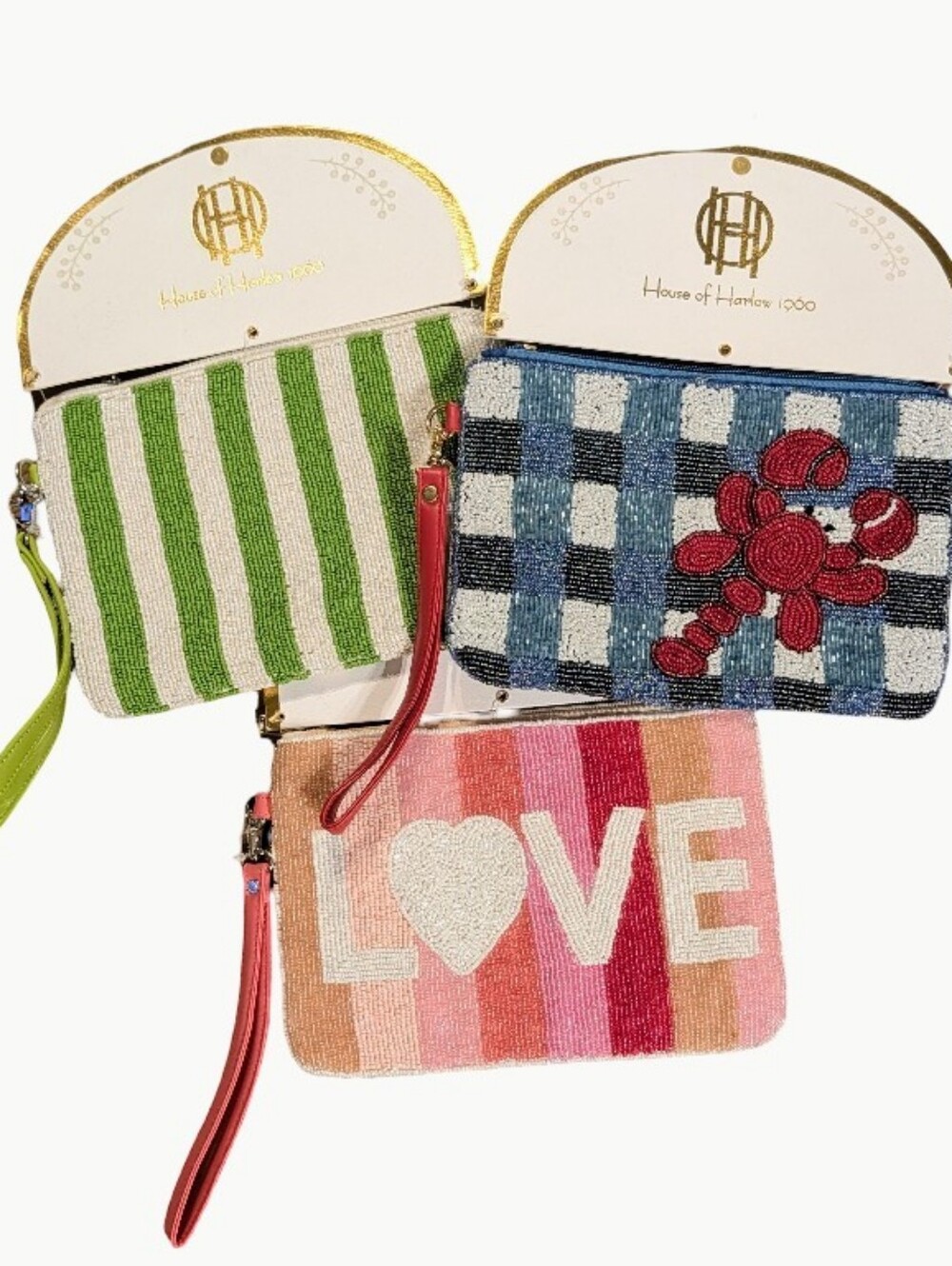 House of Harlow Beaded Wristlets Trio of 3 Bags